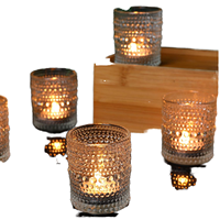 Vente flash - Pots à bougies en verre cylindriques colorés et gaufrés, couvercle en alliage de zinc, boîte cadeau, impression sérigraphique personnalisée, décoration d'intérieur de luxe