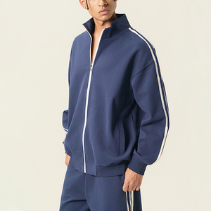 Sudadera con Capucha y Cremallera para Hombre, Estilo Oversize, Fabricante Personalizado, con Rayas Laterales, Estilo Vintage, Conjunto Deportivo con Cremallera - Product Image 2