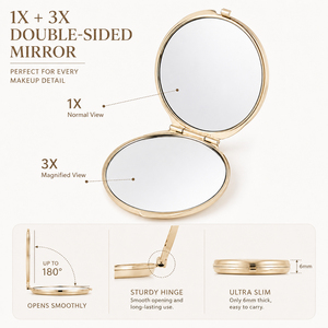 Wholesale Custom Logo Gold Metal Star Engraved Pocket Vanity <b>Mirror</b> Gift Set Organza Bag Thank You Tag Bridal Shower Wholesale - Product Image 4