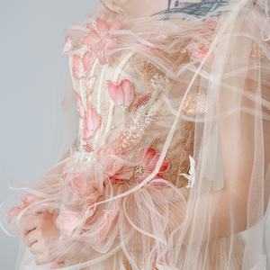 आधुनिक शैली प्लस आकार-लाइन गर्मियों की शाम दुल्हन के लिए दुल्हन विरोधी-स्थिर पुष्प प्रिंट फीता फूल - Product Image 3