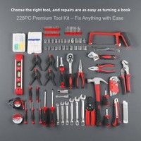 Ensemble d'outils multifonctionnels 328-en-1 avec clé hexagonale, étui rigide inclus, pour la réparation et l'entretien automobile