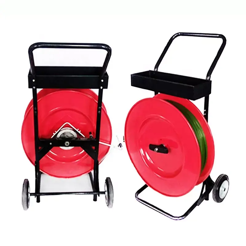 Mewah Besar Mobile Polyester Band Berdiri Cart Tape Trolley PET Strap Dispenser