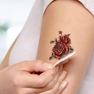 Autocollants de tatouage temporaire pour femmes, motif floral, imperméables, sur papier blanc, impression personnalisée, longue durée, art corporel - Product Image 1