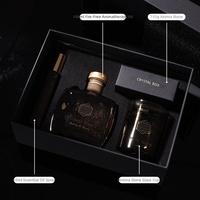 Coffret Cadeau d'Arômes Sans Flamme d'Inspiration Luxe, Diffuseurs à Bâtonnets en Pierre de Cristal, Accents Noirs Profonds et Dorés, Cadeaux Longue Durée