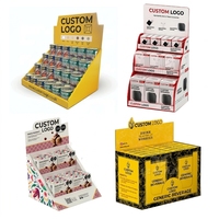 Boîte de présentation de comptoir en carton pliable, légère, écologique, personnalisable avec logo, pour l'emballage de produits en magasin.