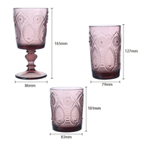 Verres en verre coloré à motif paon gaufré sur mesure, trois formes de tasses à boire teintées, vente en gros pour cadeaux