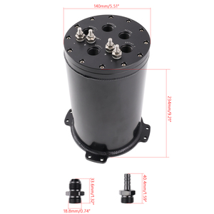 Réservoir de surpression en aluminium 2,8 L avec ports AN8 pour pompes à carburant intégrées simples/doubles de 39-40 mm – Amélioration du système de carburant OCT014-BK - Product Image 6