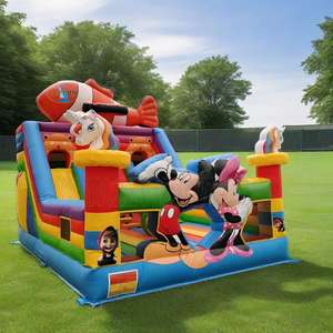 Castillo Inflable <span class=keywords><strong>para</strong></span> Niños, Castillo Inflable con Tobogán <span class=keywords><strong>de</strong></span> Personajes <span class=keywords><strong>de</strong></span> Dibujos Animados <span class=keywords><strong>para</strong></span> Patio, con Tobogán <span class=keywords><strong>para</strong></span> Patio <span class=keywords><strong>de</strong></span> Juegos al Aire Libre - Product Image 1