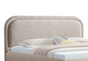 Moderno e minimalista King-Size <span class=keywords><strong>letto</strong></span> imbottito durevole stile morbido stile grigio testiera rettangolare Beige con piedini in legno - Product Image 4