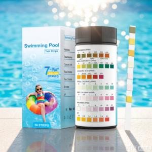 Bandelettes de test 7-en-1 pour piscine : chlore, pH, dureté, eau salée – Kit de test pour piscine, <span class=keywords><strong>spa</strong></span> et bain à remous - Product Image 1