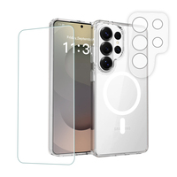 Protection d'écran en verre trempé 3 en 1 pour téléphone, protection d'objectif d'appareil photo, film de protection pour téléphone portable, étui pour Samsung Galaxy S25 S26 Plus ultra