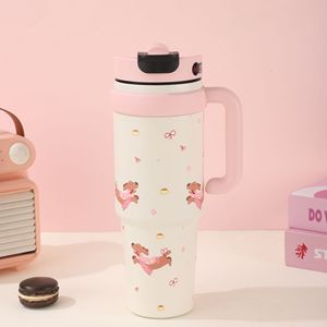 Flacon à vide en acier inoxydable rose isolé personnalisé de 20oz 30oz 40oz gobelet à café en gros en vrac <span class=keywords><strong>thermos</strong></span> avec poignée tasse tasse - Product Image 6