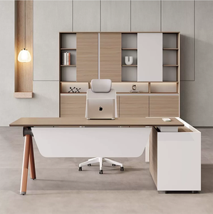 Escritorio Ejecutivo de Lujo para Familia, Escritorio de Oficina Ejecutivo, Mesa de Oficina Familiar con Borde Fijo de Madera, Escritorio Ejecutivo en Forma de L - Product Image 1