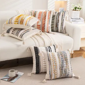 Bantal motif herringbone, sarung bantal garis timbul warna polos, penutup bantal ruang tamu, kamar tidur sofa