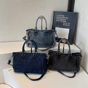 Sac à main en jean délavé vintage pour femme, sac bandoulière grande capacité, sac à main décontracté pour femme - Product Image 3