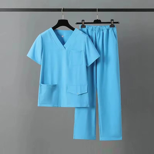 <b>Scrubs</b> Set Pockets Tops Straight Leg <b>Work</b> Pants Stretchable Fashionable Style for Hospital Medical Beauty - Product Image 6