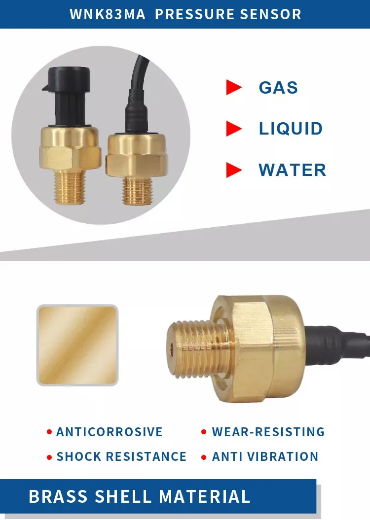 sensor de cobre amarillo de la presión de 0.5-4.5V G1/4 1/4NPT para el compresor de HVAC/Air