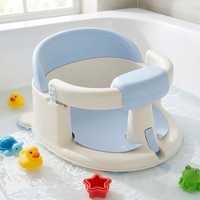 Seggiolino da bagno per neonati con barra di sicurezza protettiva, superficie antiscivolo testurizzata, ventosa per stabilità, materiale plastico PP+TPR, per 0-18 mesi