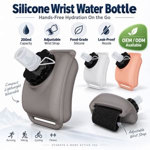 Bouteille d'eau portable en silicone pour poignet, étanche, compatible lave-vaisselle et micro-ondes, pour la randonnée, les sports de plein air, le cyclisme, le marathon, l'alpinisme - Product Image 1