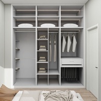 Étagère flottante modulaire LED blanche OEM en contreplaqué, système de rangement ouvert pour dressing, meuble de dressing à monter soi-même (RTA)