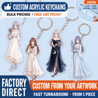 Porte-clés acrylique anime avec mousqueton, transparent brillant, impression UV à détails net, personnalisé, vente en gros, OEM