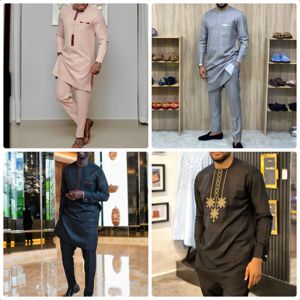 Nouvel ensemble populaire 2026 : Chemise africaine et <span class=keywords><strong>pantalon</strong></span> long, style ethnique, pour <span class=keywords><strong>homme</strong></span>, manches longues, col rond, pull blanc, tenue décontractée - Product Image 6