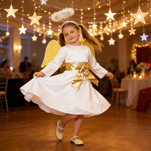 Conjunto de Disfraz de Ángel de <span class=keywords><strong>Anime</strong></span> para Niñas, Vestido Blanco con Faja Dorada, Alas y <span class=keywords><strong>Halo</strong></span> - Product Image 3