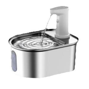 Fontaine à eau automatique pour chat en acier inoxydable, grande capacité, fonctionnement manuel, fontaine à eau pour animaux de compagnie de bureau - Product Image 1