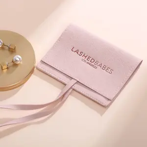 PandaSew-Bolsa de microfibra para joyas con Logo personalizado impreso, con cinta, sobre, bolsa de embalaje de regalo