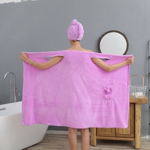 Accappatoio con Cinturino per Spalle in Microfibra Morbida, Sexy Gonna da Bagno per Donne con Asciugamano per Capelli, Vestito da Bagno per Ragazze - Product Image 1