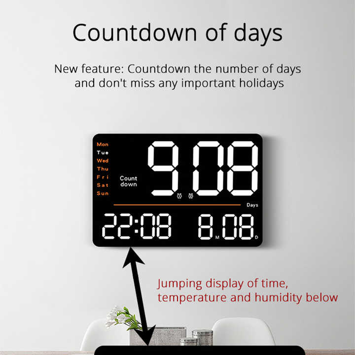 Digital Wall Clock with Countdown Timer & More Features