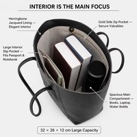 Sac fourre-tout vintage en cuir PU noir avec logo personnalisé, grande capacité, style coréen, décontracté, pour femme, sac à bandoulière quotidien 2026