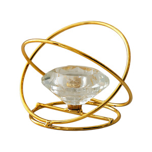 Crystal Candle Holder 2-Ring Iron Geometric Design Home Decoration - Product Image 5