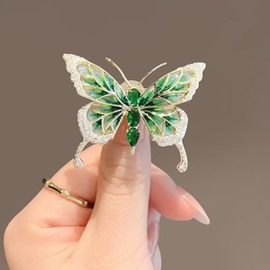 Vintage elegante retro feminino esmeralda jóias borboleta vidro broche presente - Product Image 4