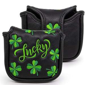 Custom Golf Headcovers Black Leather Lucky Clover Golf Head <b>Covers</b> for Driver Fairway Hybrid Blade <b>Putter</b> <b>Cover</b> Mallet <b>Putter</b> - Product Image 4