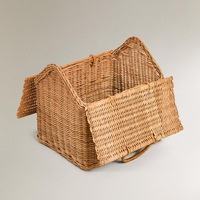 Sac de jeu pour enfants en rotin tressé fait main, style campagnard, en forme de petite maison, panier à jouets