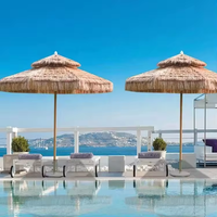 Glamping parasol en paille synthétique parasol extérieur jardin central parasol de plage en paille avec glands