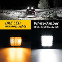Phare de travail LED carré 24 LED de 3 pouces, double couleur blanc/ambre, pour tout-terrain, avec support de montage pour Jeep Wrangler, SUV, camion