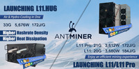 Nouveau Antminer L11 Pro 21G 3612W DOGE LTC Bell Bitmain Aircooling Aisc Miner L11 Pro 21G Mining LTC L9 9500m L7 L3 + Dogecoin