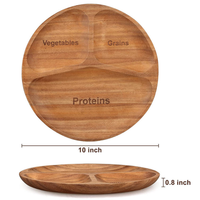 Plateau de petit-déjeuner en bois d'acacia écologique avec logo personnalisé, plat de service en bois jetable pour hôtels et cuisine, assiette à dessert sécurisée