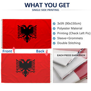 Drapeau de l'Albanie 3x5 pieds en polyester, impression recto, œillets en laiton, vente en gros, 3x5 90x150cm, drapeau de la République d'Albanie - Product Image 2