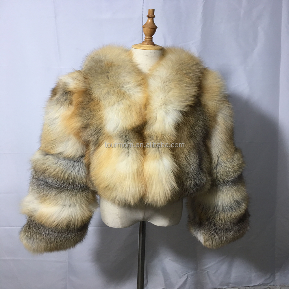 Custom Fluffy Real Fur Coats Genuine Fox Fur Luxury Coat for Women