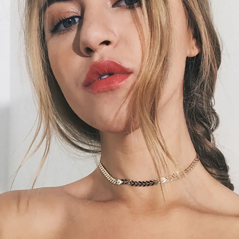 Choker chain necklace fish bone chain aircraft tattoo chain short necklace ladies collarbone necklace
