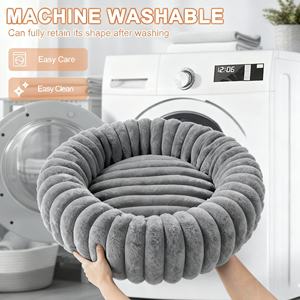 Haustierbett mit Individuellem Logo, Verdickte Ausführung, Winterwarm, Bequem, Abnehmbar, Waschbar, Einfarbiges Muster, Schwerer Plüschmatte, Katzen- und Hundebett - Product Image 6