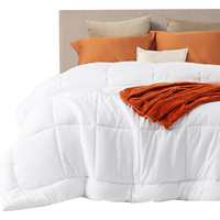 Couette matelassée 100% polyester, imitation duvet, taille King, toutes saisons, douce, pour femmes/hommes, blanche