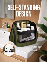 Tas Perlengkapan Mandi Gantung Unisex 18 Kompartemen Kantong TSA Lepas Pasang Resleting Pegangan Atas Poliester Tas Cuci Perlengkapan Mandi Makeup