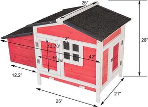 Poulailler extérieur en bois poulailler cage à volaille rouge avec plateau, rampe et nichoir pour une utilisation intérieure et extérieure - Product Image 4