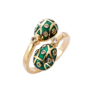 2023 Mới Nhất Thủ Công Nga Phong Cách Phục Sinh Men Faberge Trứng Nhẫn Đồ Trang Sức Thời Trang Cho Phụ Nữ Người Đàn Ông