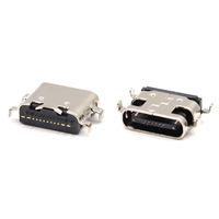 6-16핀 SMT 매립형 암 타입-C USB 커넥터 (휴대폰 충전 포트용) 황동 스테인리스 스틸 PCB USB 타입 C 잭