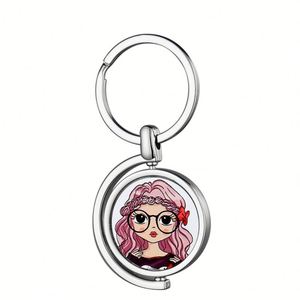 Llavero Metálico Circular con Forma de Corazón de Doble Cara, Regalo para el Día de San Valentín, Impresión por Transferencia en Blanco - Product Image 3